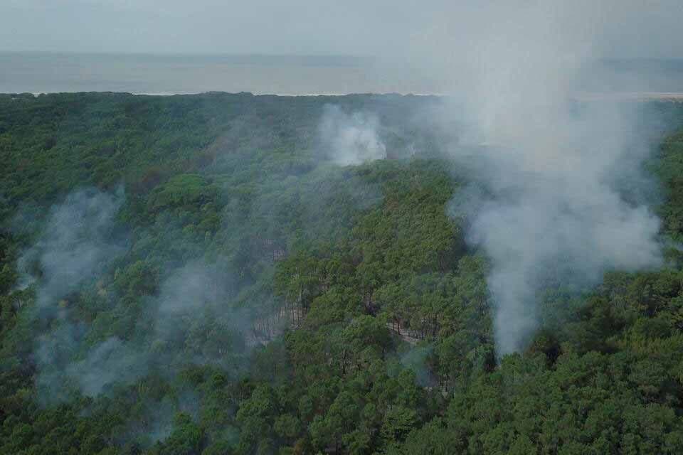 Al menos 70 bomberos trabajaron en el incendio en la reserva de Cariló